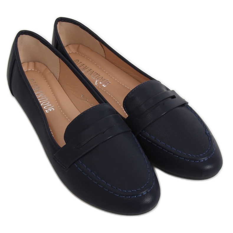 Marineblaue Loafer für Damen 98-29 Blau navy blau