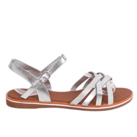 Silberne Sandalen für Damen 99-62 Silber grau