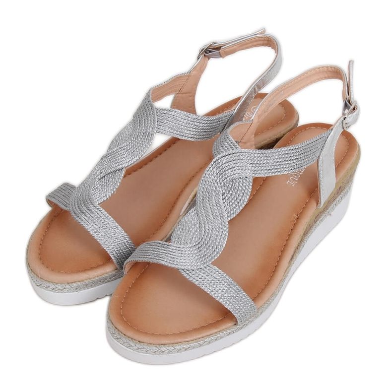 Silberne Keilsandalen L6629 Silber grau