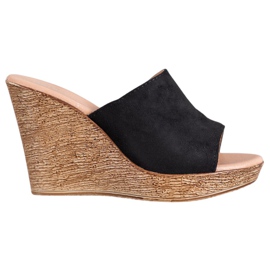 Small Swan Leichte Wildleder Hausschuhe schwarz