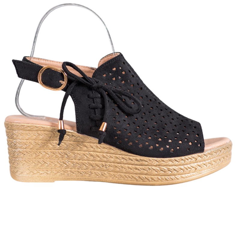 Small Swan Bequeme durchbrochene Sandalen schwarz