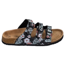 SHELOVET Bequeme gemusterte Hausschuhe weiß schwarz mehrfarbig