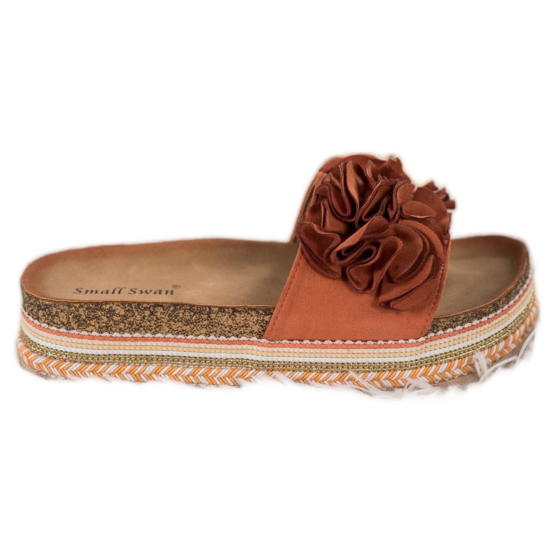 Small Swan Wildlederhausschuhe mit Ornamenten mehrfarbig orange