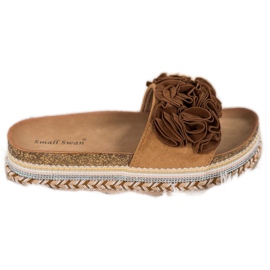 Small Swan Wildlederhausschuhe mit Ornamenten braun
