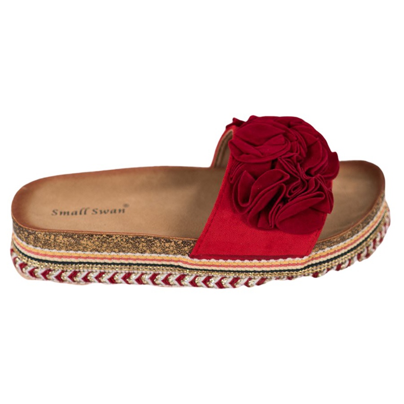 Small Swan Wildlederhausschuhe mit Ornamenten rot