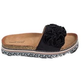 Small Swan Wildlederhausschuhe mit Ornamenten schwarz