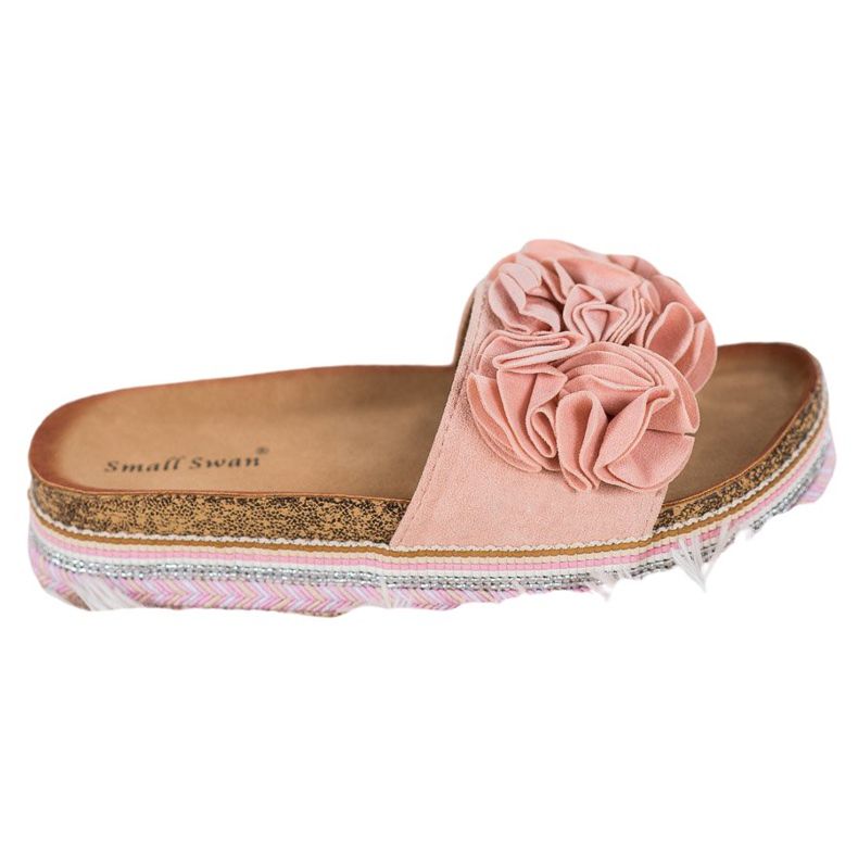 Small Swan Wildlederhausschuhe mit Ornamenten rosa