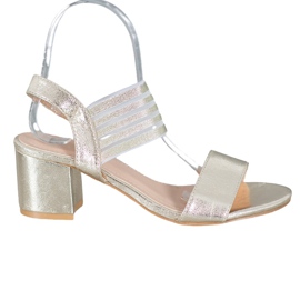 Small Swan Glänzende Slip-On-Sandalen golden