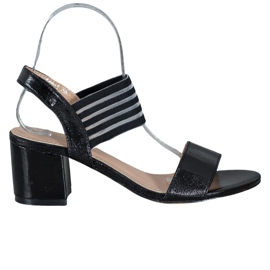 Small Swan Glänzende Slip-On-Sandalen schwarz