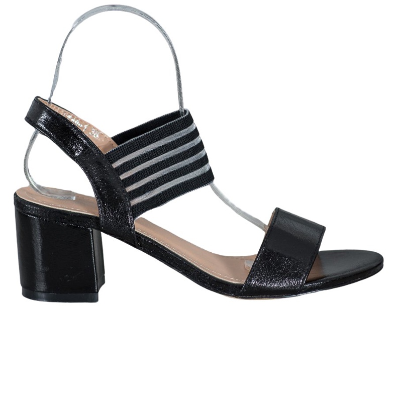 Small Swan Glänzende Slip-On-Sandalen schwarz