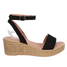 Schwarze Keilsandalen 019-18 Schwarz