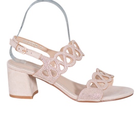 Filippo Sandalen auf einem Pfosten mit Zirkonia braun