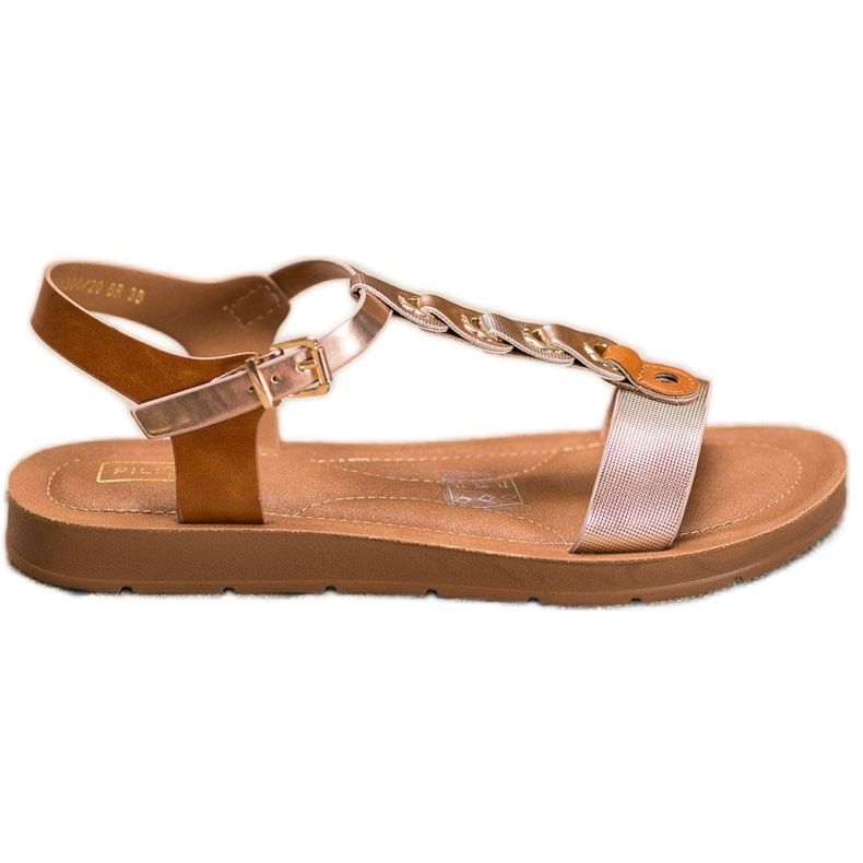 Filippo Modische Sandalen aus Öko-Leder beige golden