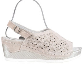 Filippo Ledersandalen mit Glitzer braun gelb