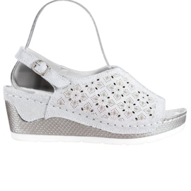 Filippo Ledersandalen mit Glitzer grau