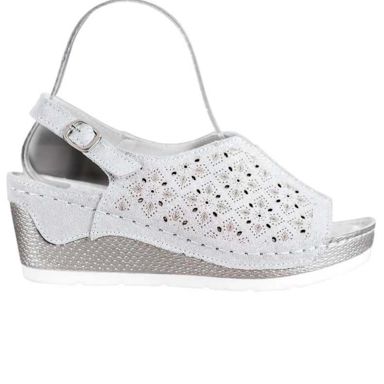 Filippo Ledersandalen mit Glitzer grau
