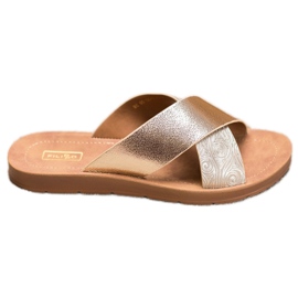 Filippo Glänzende Hausschuhe aus Öko-Leder golden