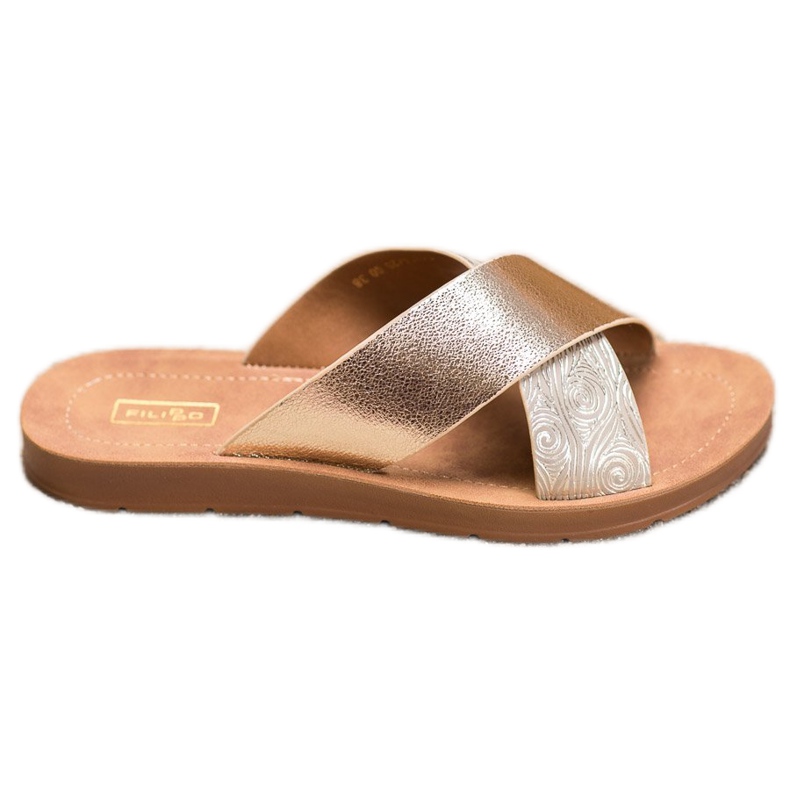 Filippo Glänzende Hausschuhe aus Öko-Leder golden