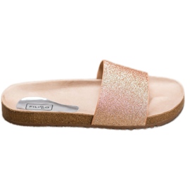 Filippo Goldene Hausschuhe mit Glitzer