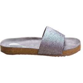 Filippo Graphit-Hausschuhe mit Glitzer grau