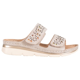 Evento Bequeme Hausschuhe mit Klettverschluss braun