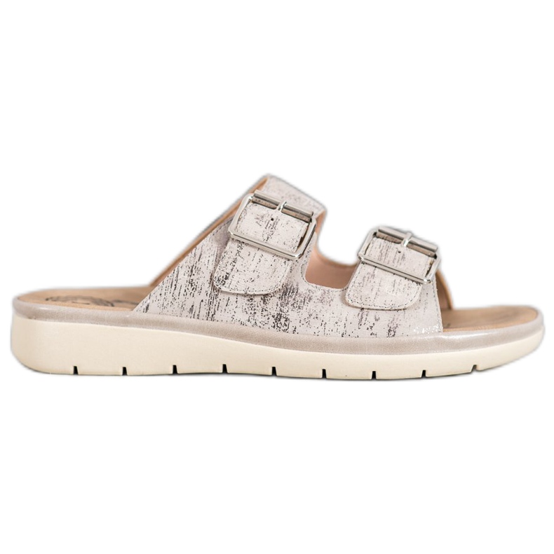 Evento Bequeme Hausschuhe aus Öko-Leder grau