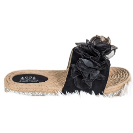 Small Swan Hausschuhe mit Ornament schwarz