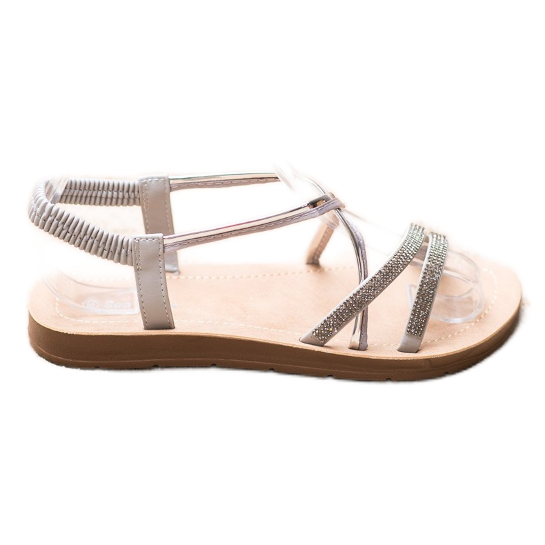 Sea Elves Sandalen mit silbernen Ornamenten grau