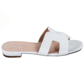 SHELOVET Klassische Hausschuhe aus Öko-Leder weiß