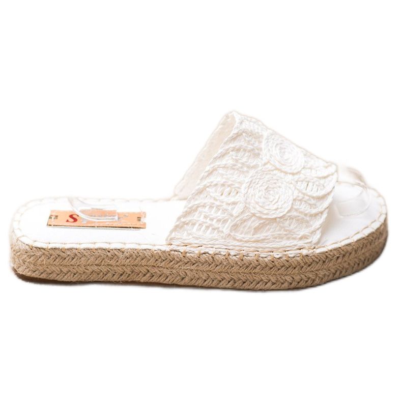 Seastar Hausschuhe auf einer Strohplattform weiß
