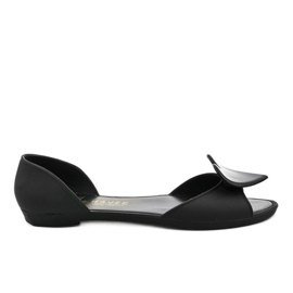 Schwarze Melissen-Gummiballerinas mit Herz KM121-8