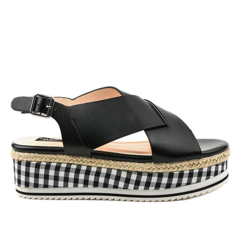 Schwarze Sandalen auf der Plattform 1507-1