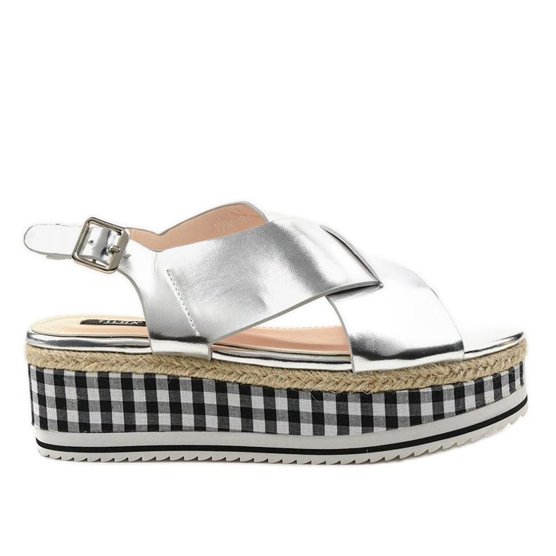 Silberne Sandalen auf der Plattform 1507-40 grau