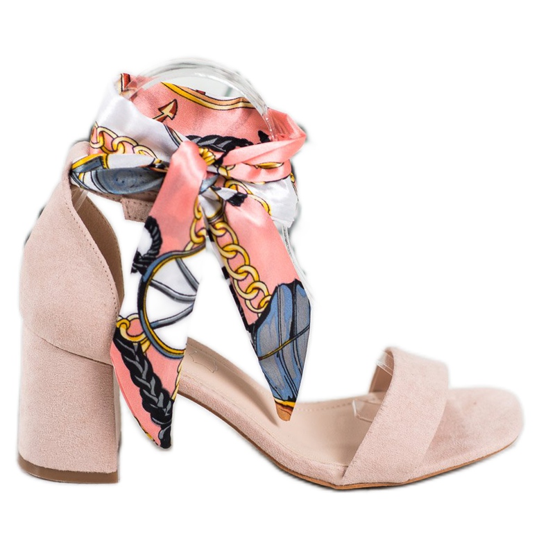 Evento Wildledersandalen mit buntem Band rosa mehrfarbig