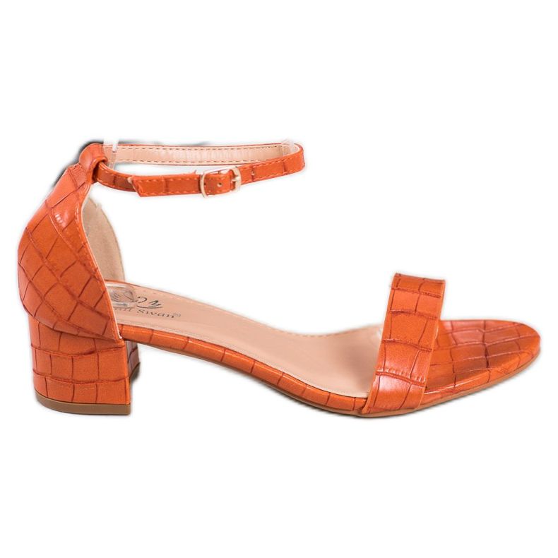 Small Swan Bequeme Sandalen auf niedrigem Pfosten orange