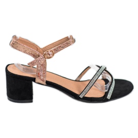 Small Swan Sandalen auf einer Stange mit Zirkonia schwarz gelb