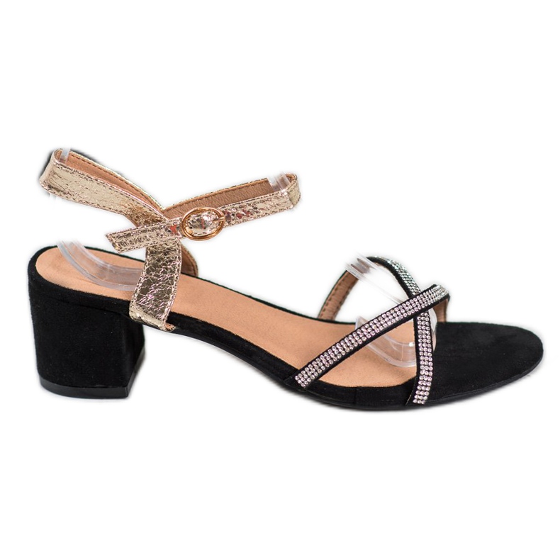 Small Swan Sandalen auf einer Stange mit Zirkonia schwarz gelb