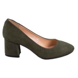 Fama Wildleder-Pumps auf einer Säule grün