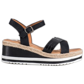 Weide Schwarze Keile mit Öko-Leder