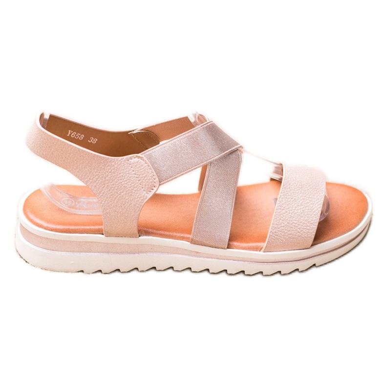 Weide Sandalen auf der Plattform beige golden