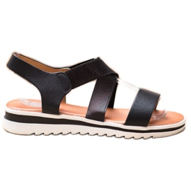 Weide Sandalen auf der Plattform schwarz