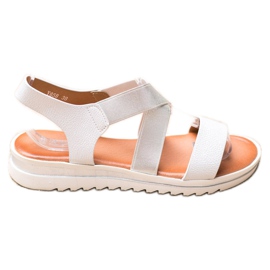 Weide Sandalen auf der Plattform weiß grau