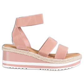Weide Slip-on-Wedges mit Gummizug rosa