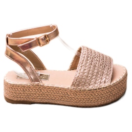 Weide Espadrilles-Sandalen auf der Plattform golden
