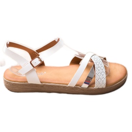 Weide Stylische Sandalen aus Öko-Leder weiß grau