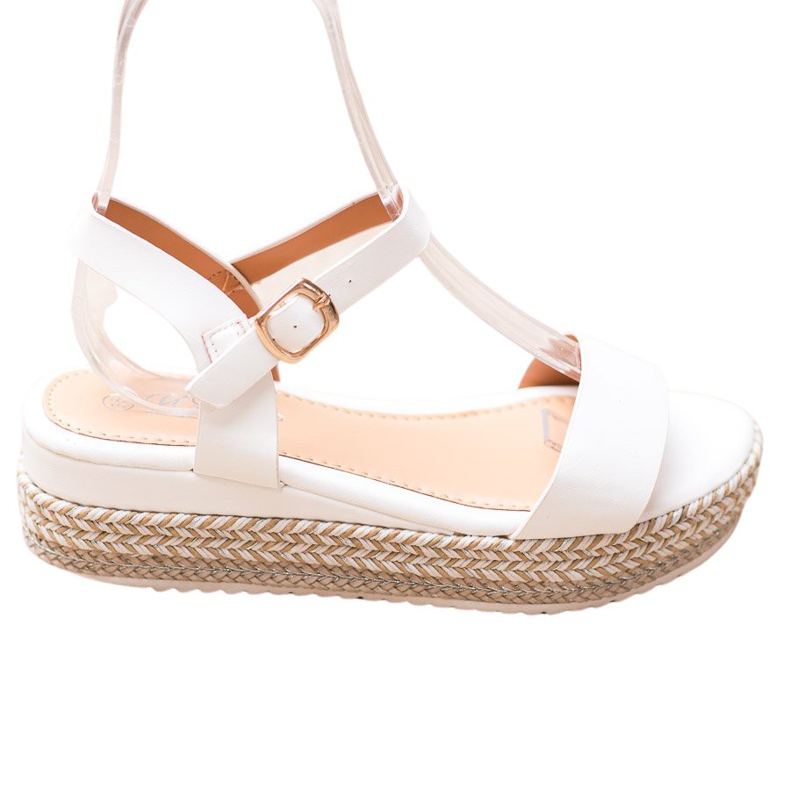 Weide Weiße Sandalen mit dekorativer Plattform