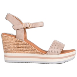 Weide Modische Wildlederkeile beige