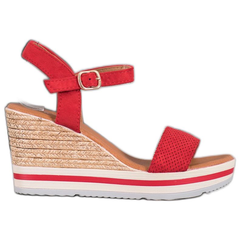 Weide Modische Wildlederkeile rot