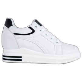 SHELOVET Weiße Sneaker mit Keilabsatz