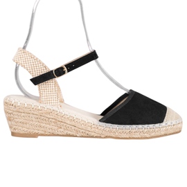 Best Shoes Schwarze Espadrilles-Sandalen